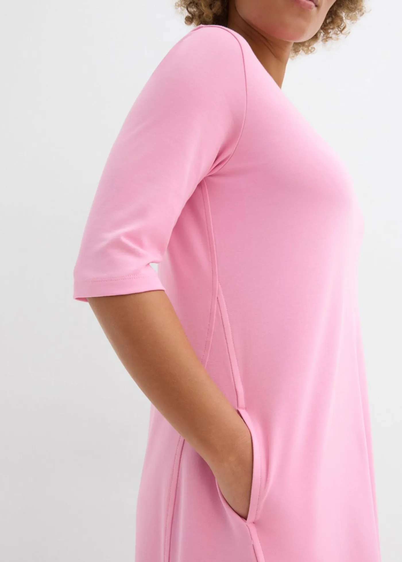 bonprix bonprix Vestido de punto de algodón grueso Rosa Outlet