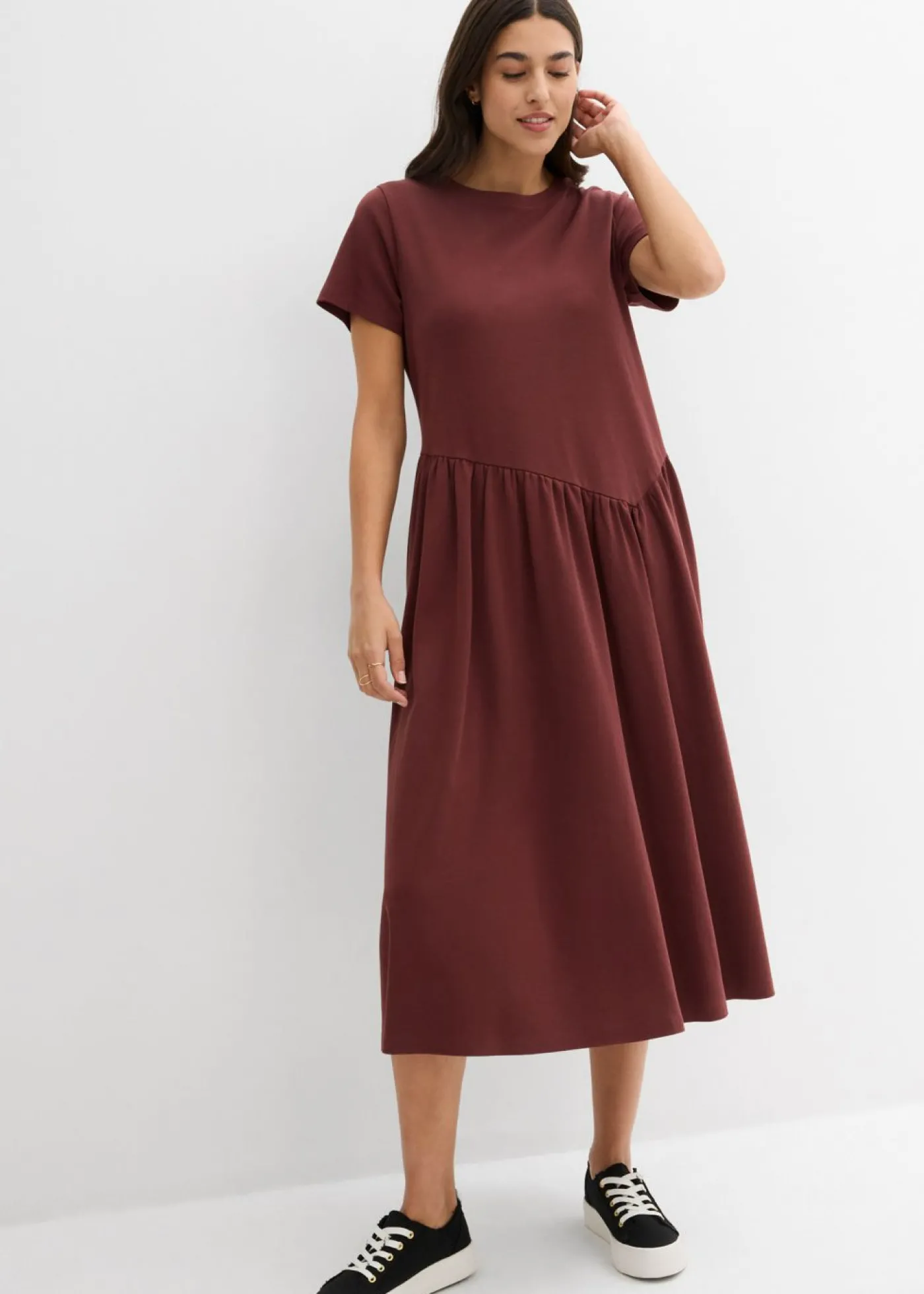 bonprix bonprix Vestido de punto de algodón orgánico puro Café Outlet