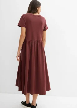 bonprix bonprix Vestido de punto de algodón orgánico puro Café Outlet