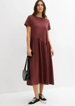 bonprix bonprix Vestido de punto de algodón orgánico puro Café Outlet