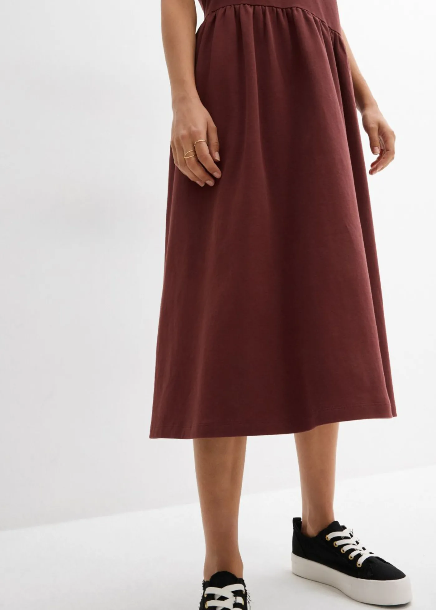 bonprix bonprix Vestido de punto de algodón orgánico puro Café Outlet