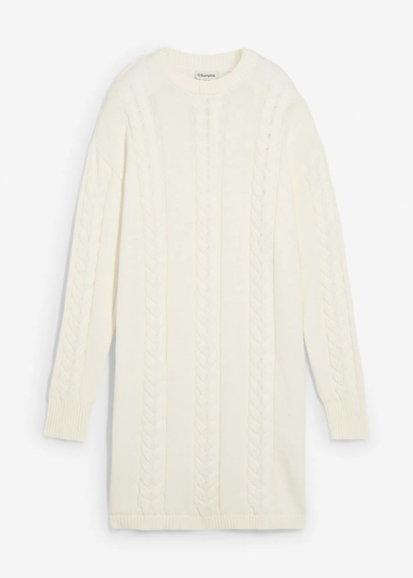 bonprix bonprix Vestido de punto de algodón puro Blanco lana