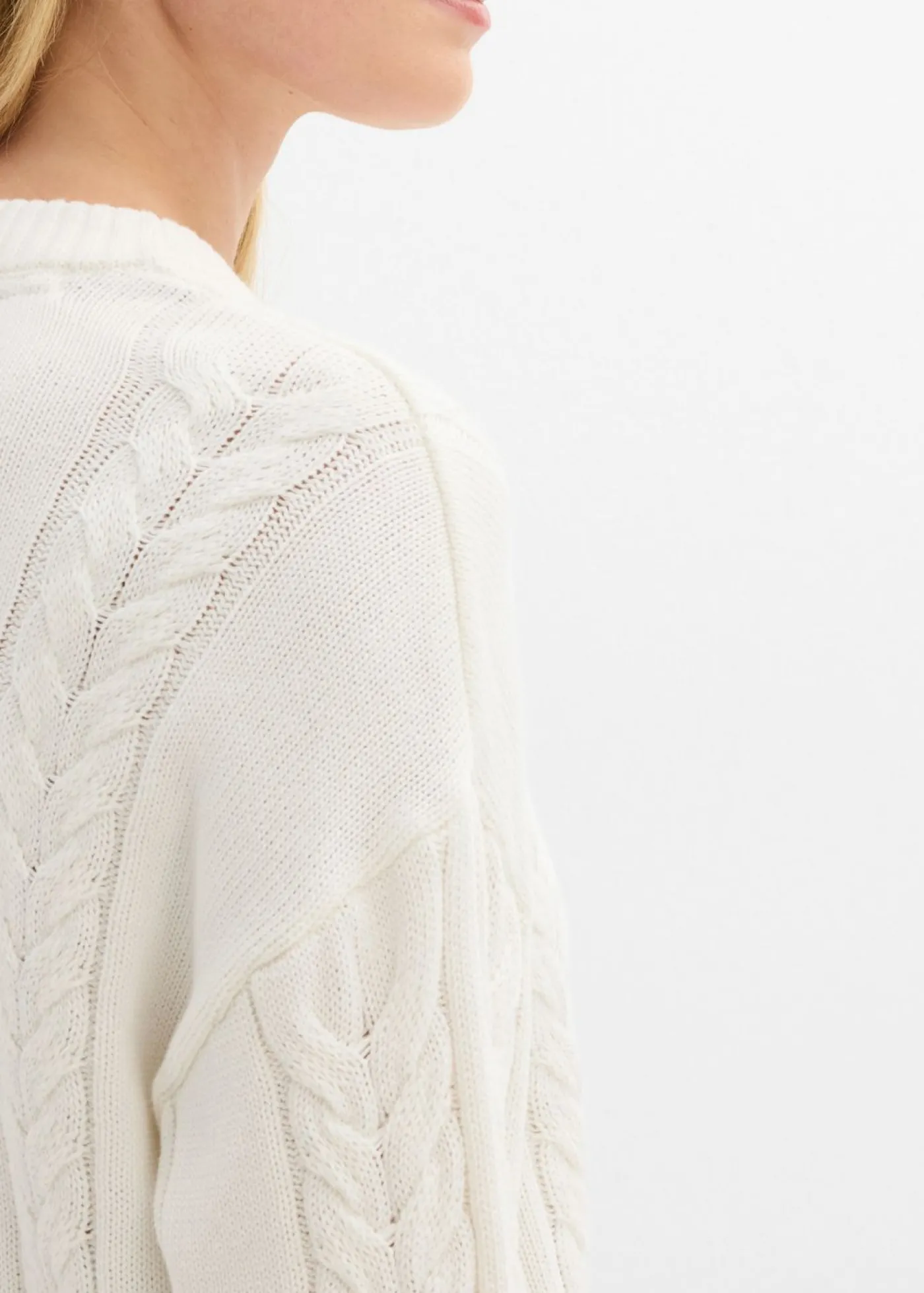 bonprix bonprix Vestido de punto de algodón puro Blanco lana
