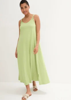 bonprix bonprix Vestido de punto de algodón puro Verde pera Discount