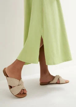 bonprix bonprix Vestido de punto de algodón puro Verde pera Discount