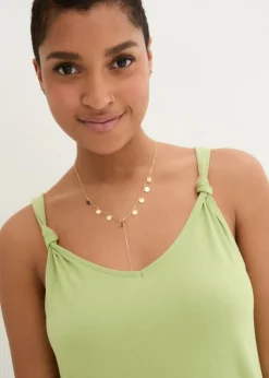 bonprix bonprix Vestido de punto de algodón puro Verde pera Discount
