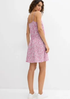 bonprix bonprix Vestido de punto de algodón puro Rosa con flores
