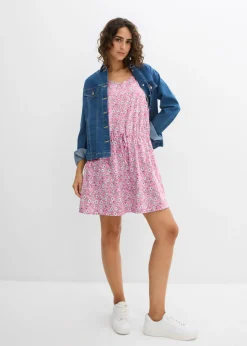 bonprix bonprix Vestido de punto de algodón puro Rosa con flores