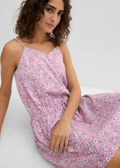 bonprix bonprix Vestido de punto de algodón puro Rosa con flores