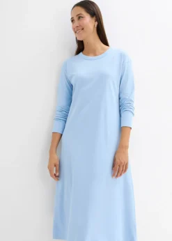 bonprix bonprix Vestido de punto de algodón orgánico puro pesado Azul claro Clearance