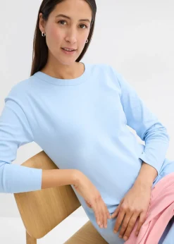 bonprix bonprix Vestido de punto de algodón orgánico puro pesado Azul claro Clearance