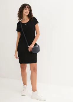 bonprix bonprix Vestido de punto de algodón orgánico elástico Negro Best