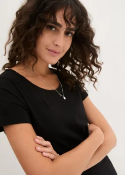 bonprix bonprix Vestido de punto de algodón orgánico elástico Negro Best