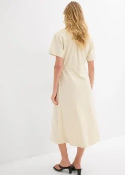 bonprix bonprix Vestido de punto de algodón elástico Crudo Discount