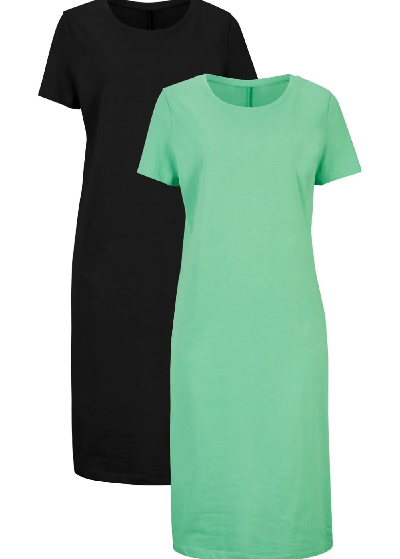 bonprix bonprix Vestido de punto de algodón puro (2 unidades) menta + negro Hot