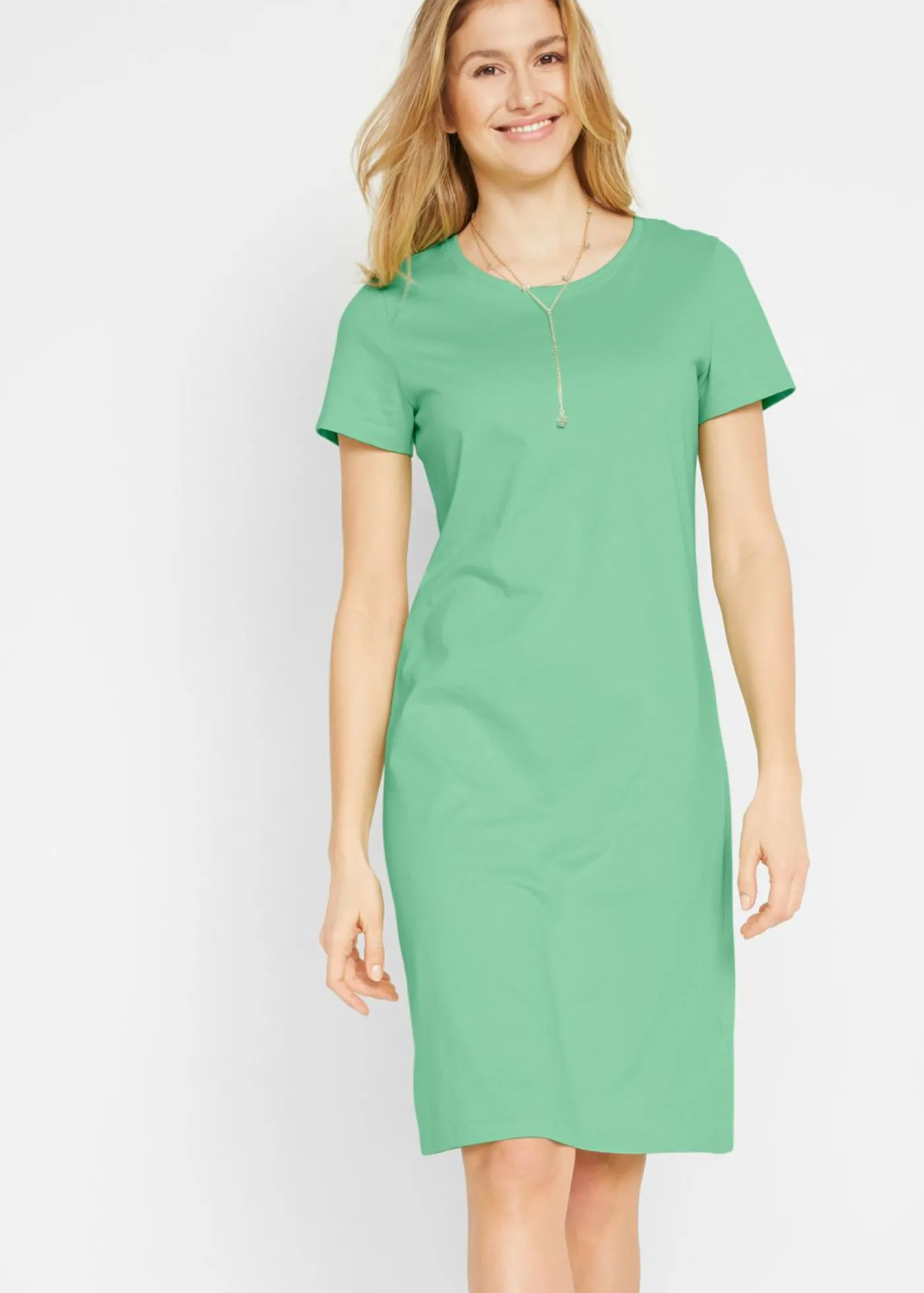 bonprix bonprix Vestido de punto de algodón puro (2 unidades) menta + negro Hot