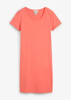 bonprix bonprix Vestido de punto de algodón orgánico elástico Salmón claro Discount