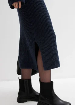 bonprix bonprix Vestido de punto de canalé Azul marino