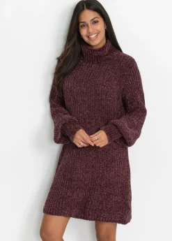 bonprix bonprix Vestido de punto de chenilla de poliéster reciclado Berenjena Online