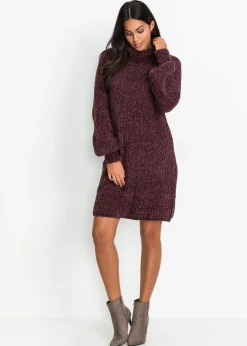 bonprix bonprix Vestido de punto de chenilla de poliéster reciclado Berenjena Online