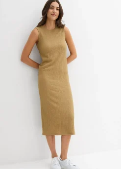 bonprix bonprix Vestido de punto de crepé oliva pálido Discount