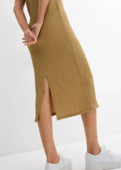 bonprix bonprix Vestido de punto de crepé oliva pálido Discount