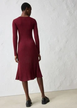 bonprix bonprix Vestido de punto de lana merina rojo avellana New
