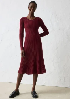 bonprix bonprix Vestido de punto de lana merina rojo avellana New