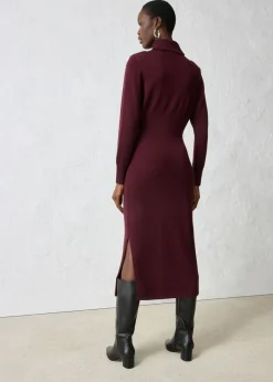 bonprix bonprix Vestido de punto de lana merina rojo burdeos Clearance