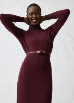 bonprix bonprix Vestido de punto de lana merina rojo burdeos Clearance