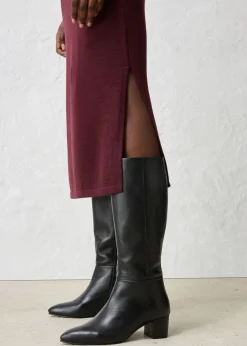 bonprix bonprix Vestido de punto de lana merina rojo burdeos Clearance