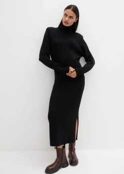 bonprix bonprix Vestido de punto de lana merina Negro Sale