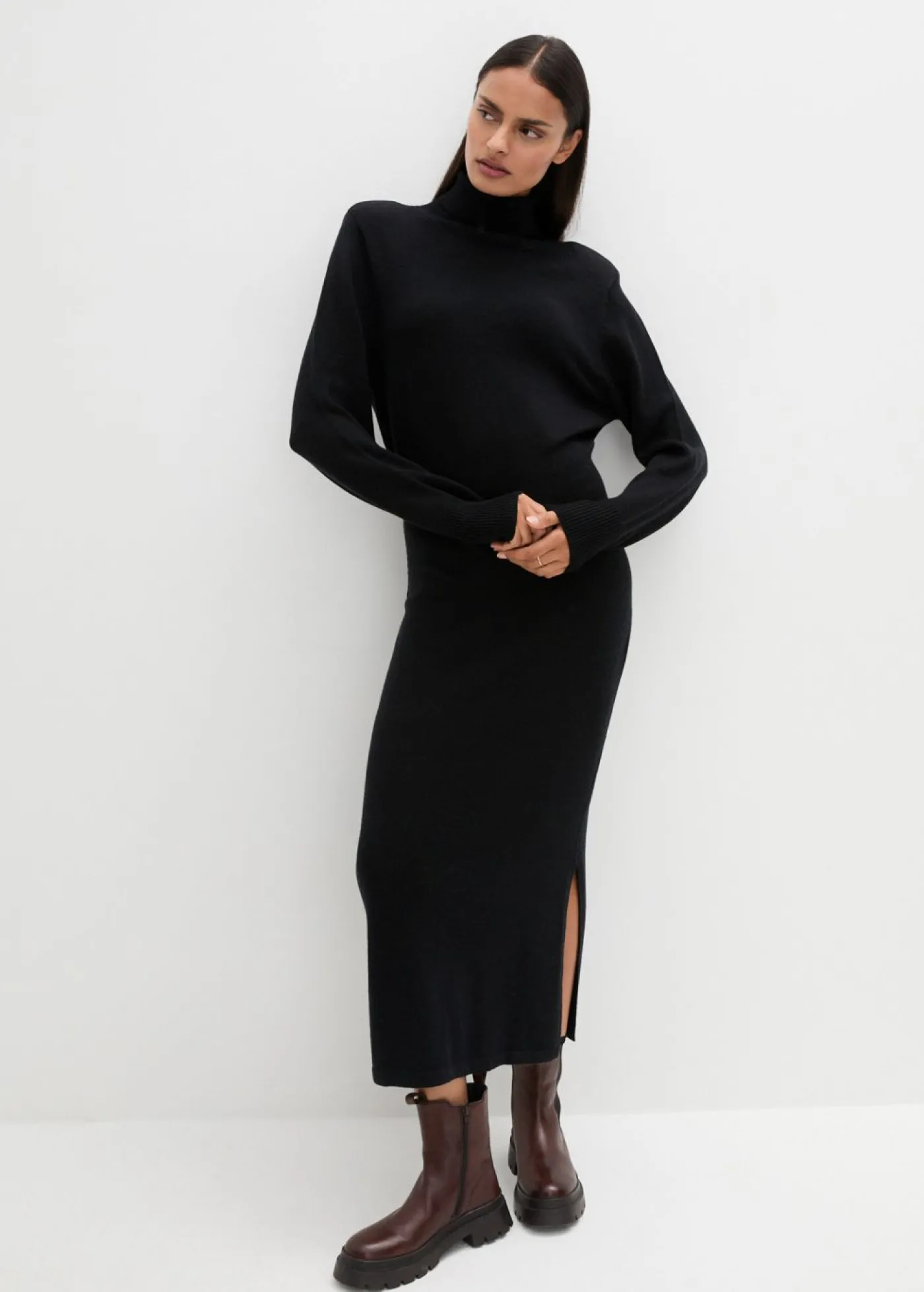 bonprix bonprix Vestido de punto de lana merina Negro Sale