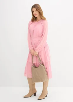bonprix bonprix Vestido de punto de malla fina orquídea ahumado Clearance