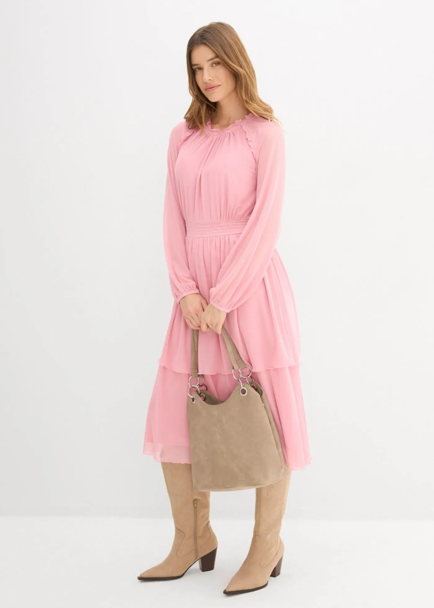 bonprix bonprix Vestido de punto de malla fina orquídea ahumado Clearance