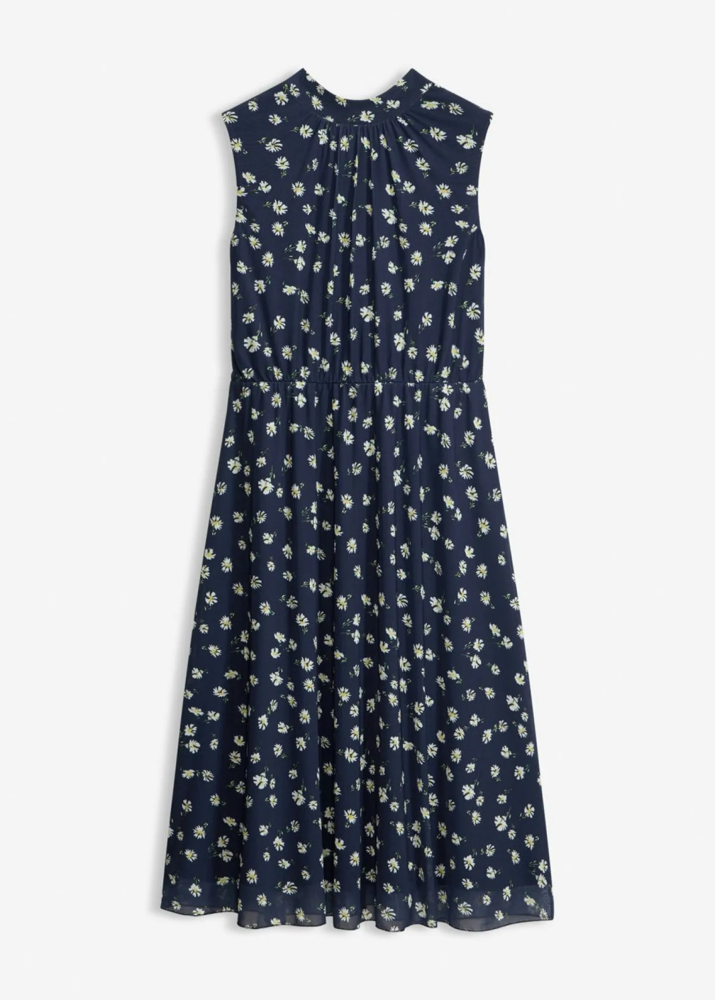 bonprix bonprix Vestido de punto de malla fina azul marino con flores New