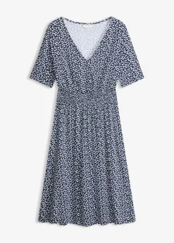 bonprix bonprix Vestido de punto de mezcla de viscosa Azul marino de flores Hot