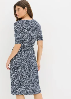 bonprix bonprix Vestido de punto de mezcla de viscosa Azul marino de flores Hot