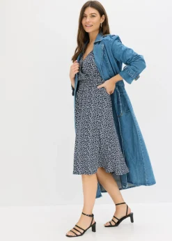 bonprix bonprix Vestido de punto de mezcla de viscosa Azul marino de flores Hot