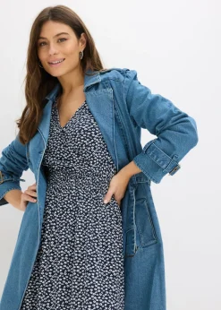 bonprix bonprix Vestido de punto de mezcla de viscosa Azul marino de flores Hot