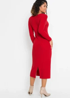 bonprix BODYFLIRT Vestido de punto de mezcla de viscosa rojo oscuro intenso Online