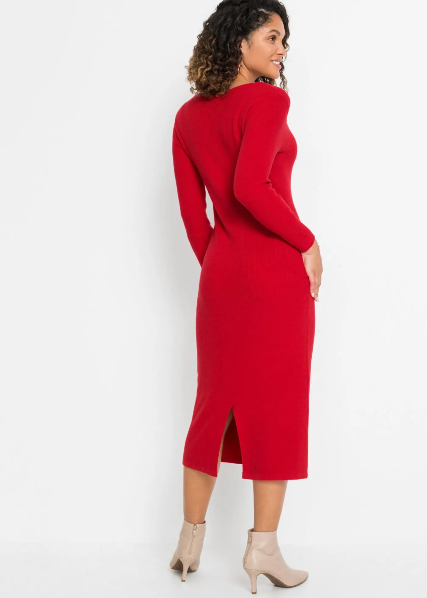 bonprix BODYFLIRT Vestido de punto de mezcla de viscosa rojo oscuro intenso Online