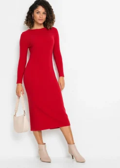 bonprix BODYFLIRT Vestido de punto de mezcla de viscosa rojo oscuro intenso Online