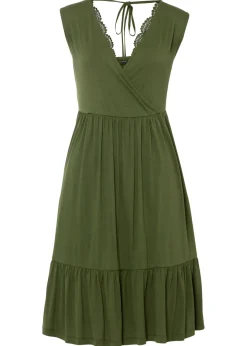bonprix bonprix Vestido de punto de mezcla de viscosa Oliva Sale