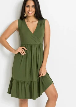 bonprix bonprix Vestido de punto de mezcla de viscosa Oliva Sale