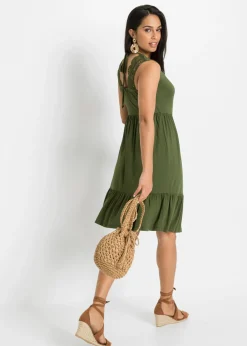 bonprix bonprix Vestido de punto de mezcla de viscosa Oliva Sale