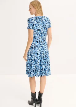 bonprix bonprix Vestido de punto de mezcla de viscosa Azul genciana de flores Hot