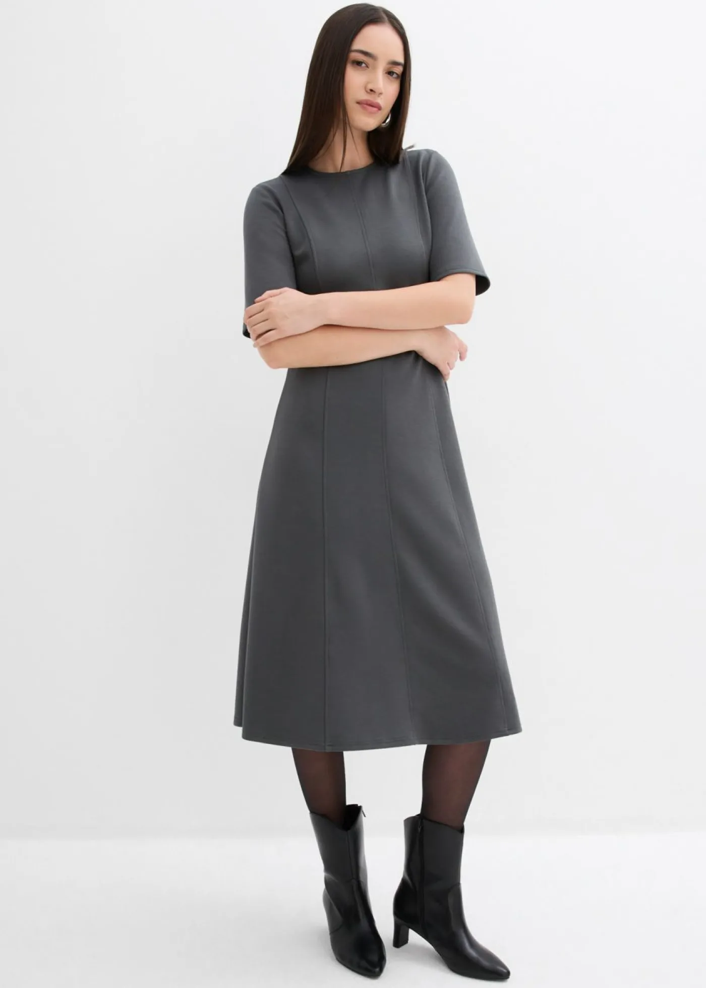 bonprix bonprix Vestido de punto de mezcla de viscosa fluida antracita