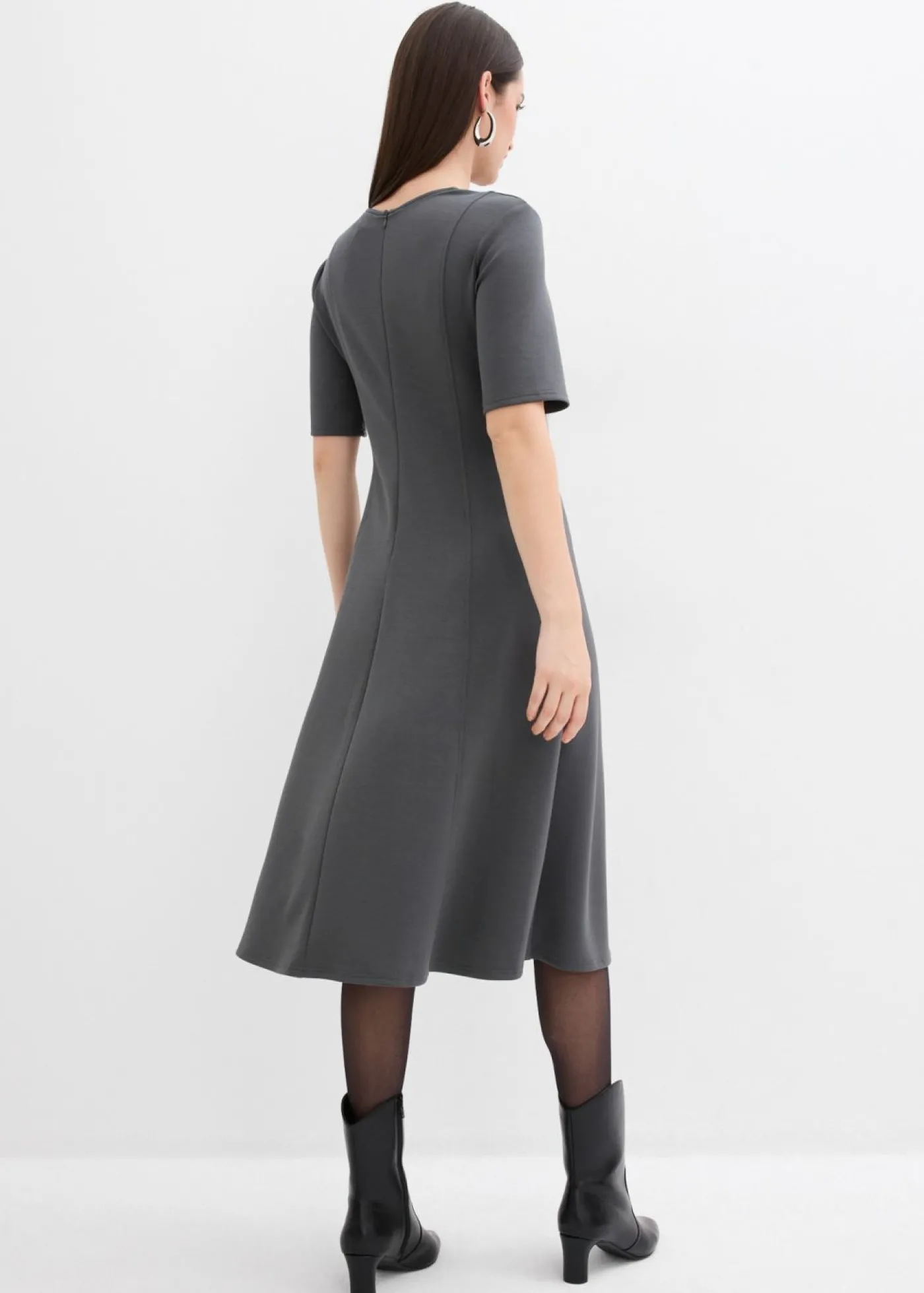 bonprix bonprix Vestido de punto de mezcla de viscosa fluida antracita