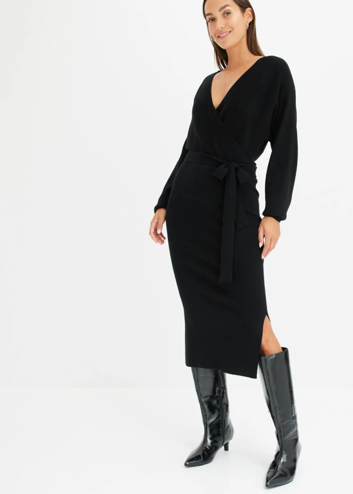 bonprix bonprix Vestido de punto de mezcla de viscosa fluida Negro Online